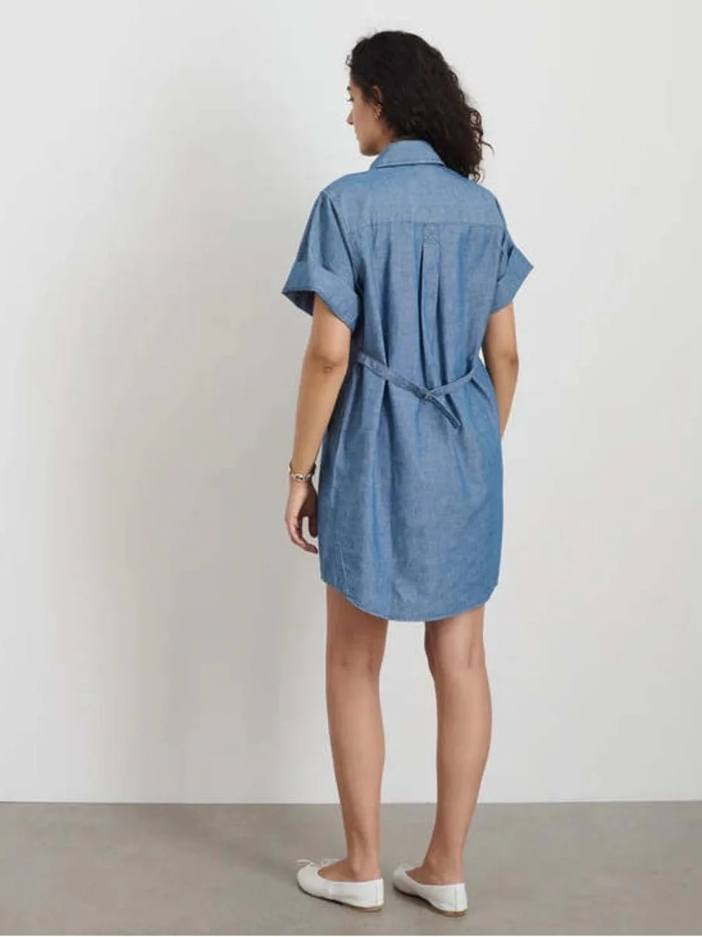 ALEX MILL Julia Denim Chambray Button Down Cotton Mini Shirt Dress Size Small